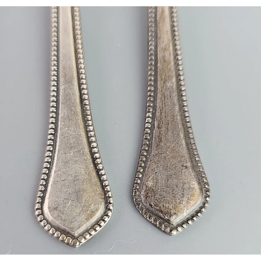 Vintage SILVER PLATED SET 6 SeaFood Cocktail Forks Melchior Cupronicke Beaded
